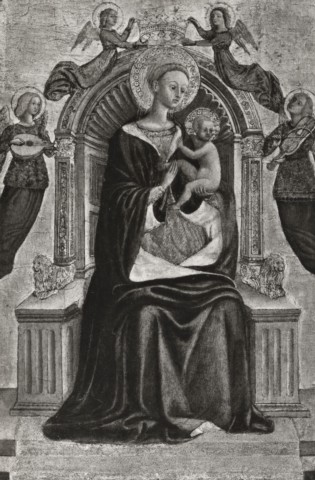 Studio Fotografico Perotti — Anonimo senese - sec. XV - Madonna con Bambino in trono e angeli — insieme
